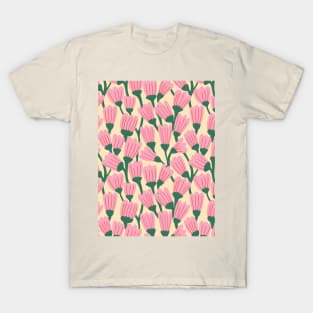 Happy blossom flower pattern in pink and green T-Shirt